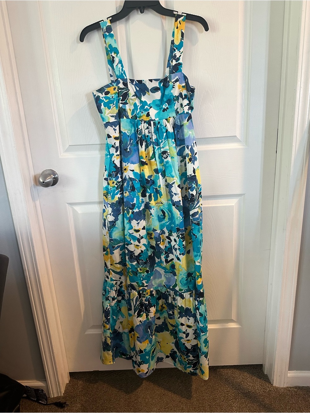 Floral Blue & Yellow Maxi Sundress - Sleeveless